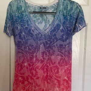 Billabong Women's Blue and Pink V-Neck Top